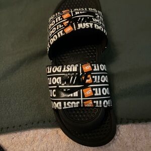 Nike Kids Black and White Just Do It Sandals